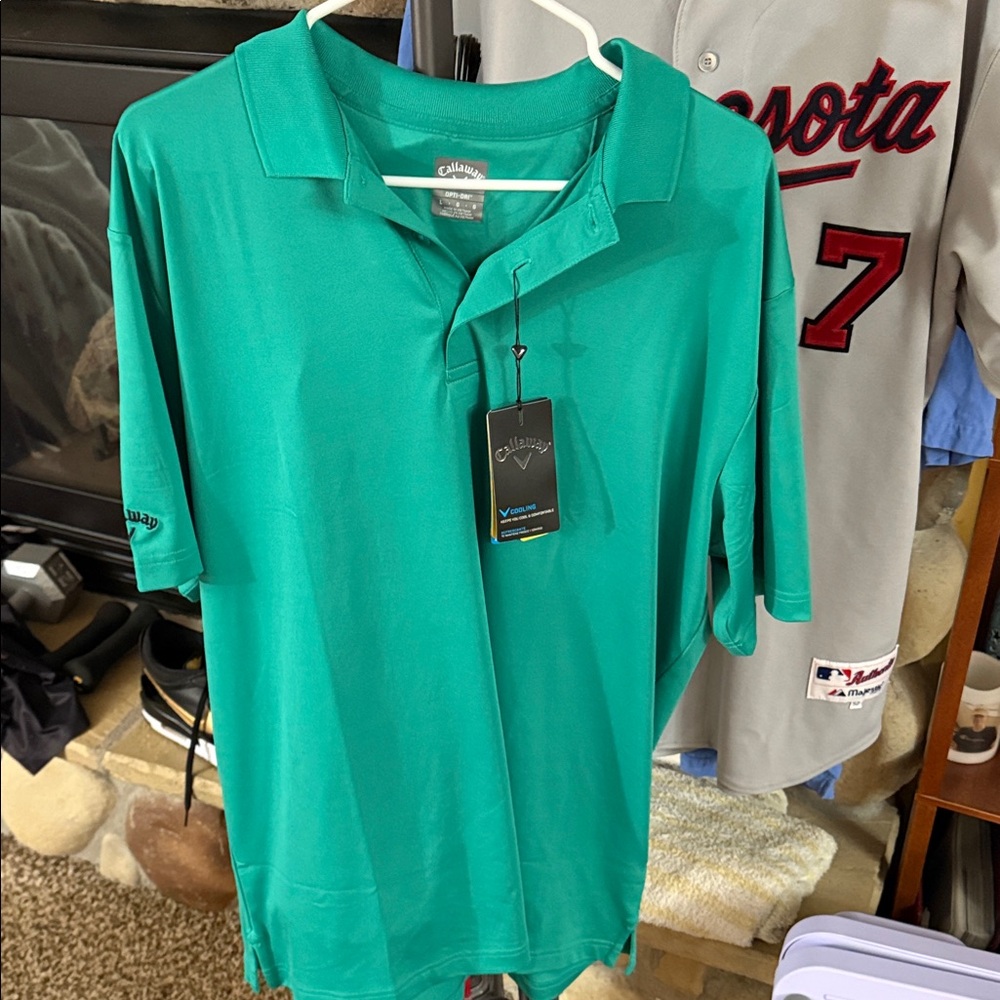 Callaway Men's Teal Polo Shirt NWT Sz Large, Opti-Dri UpPF50